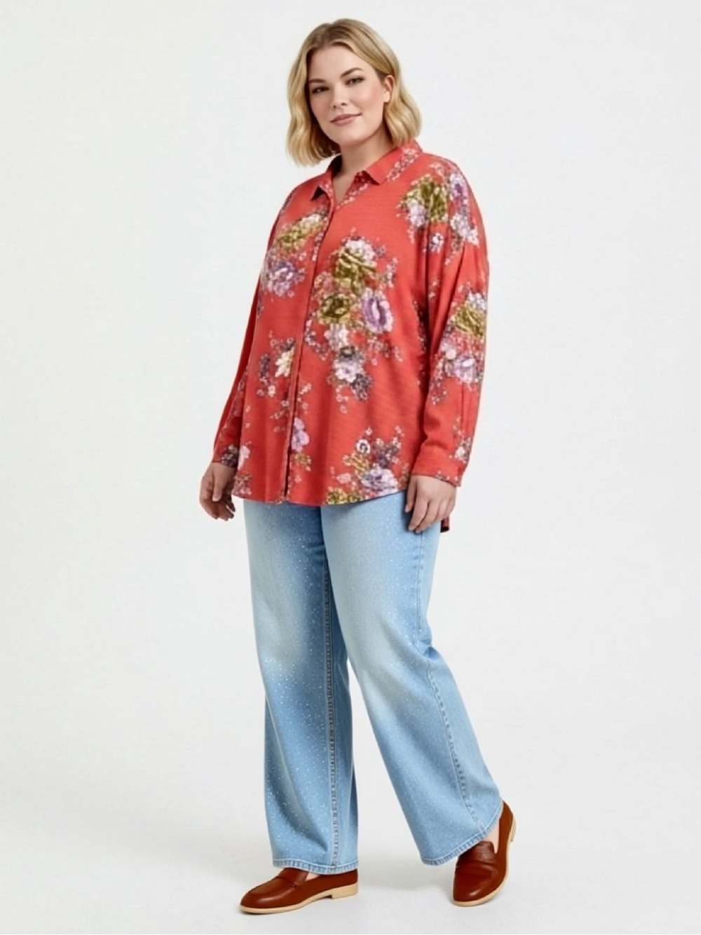 Torrid Shirt Colorful Flowy Button-Down Floral 1X